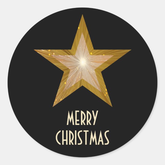 Adesivo Redondo Cartaz redondo "Feliz Natal" da Estrela Dourada pr (Frente)