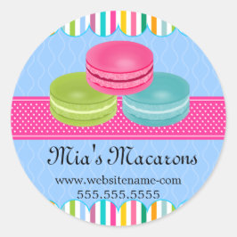Adesivo Redondo Cartazes Coloridos de Macaron Bakery