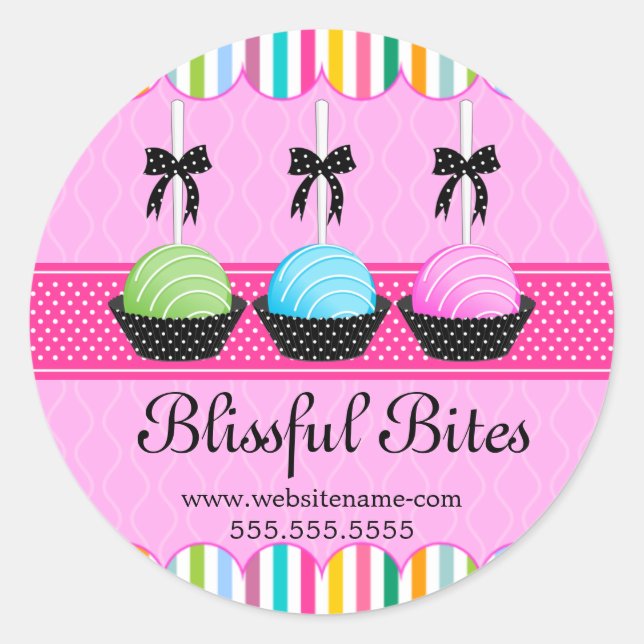 Adesivo Redondo Cartazes Coloridos De Pop De Bolo (Frente)