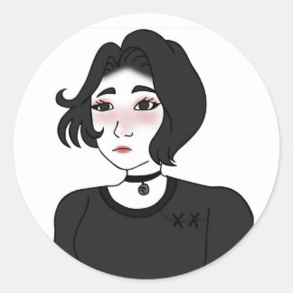 Adesivo Redondo Cartazes da menina Doomer