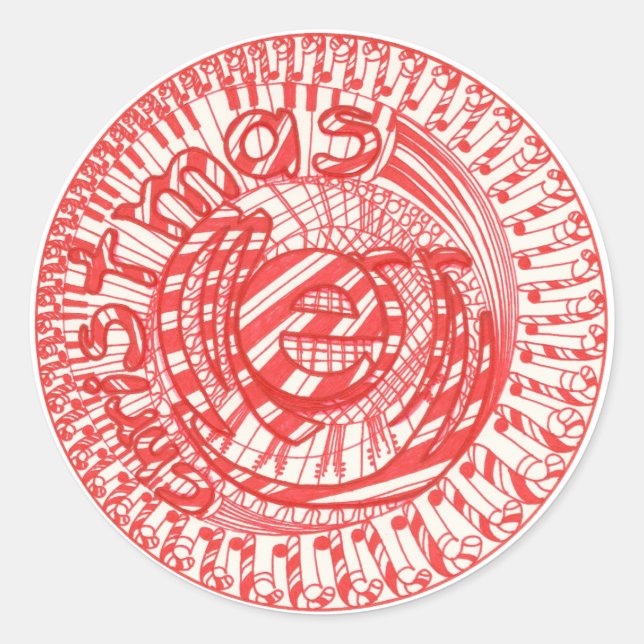 Adesivo Redondo Cartazes de balas de Natal felizes (Frente)