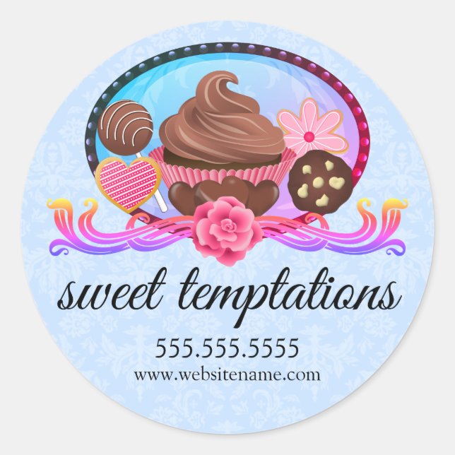 Adesivo Redondo Cartazes De Banheiro De Desserts Elegantes (Frente)