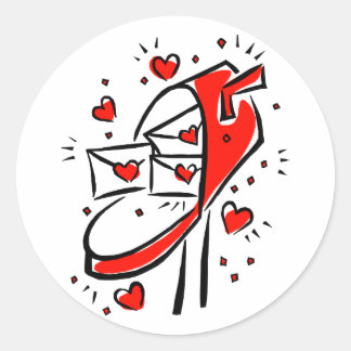 Adesivo Redondo cartazes de caixa de correio corações contornos am