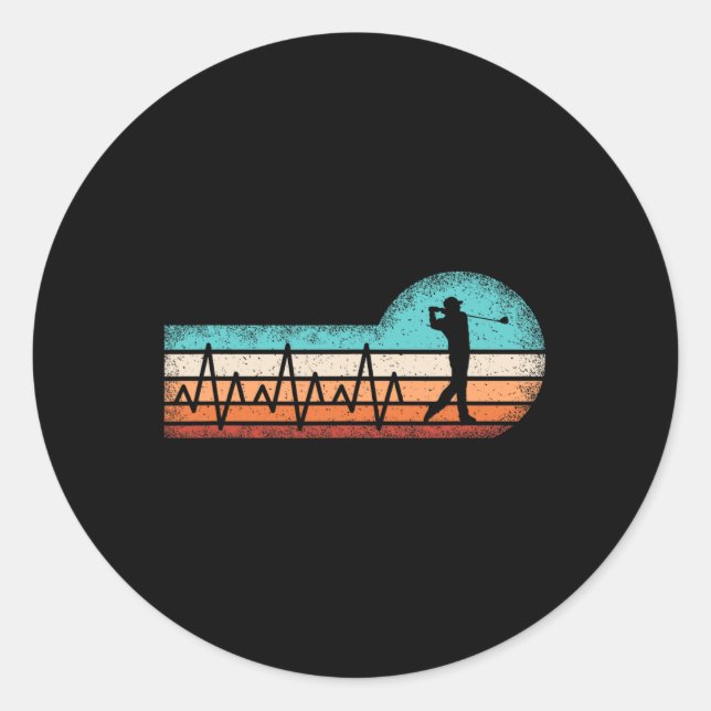 Adesivo Redondo Cartazes de Golfe Engraçados Retron Golf Lover Hom (Frente)