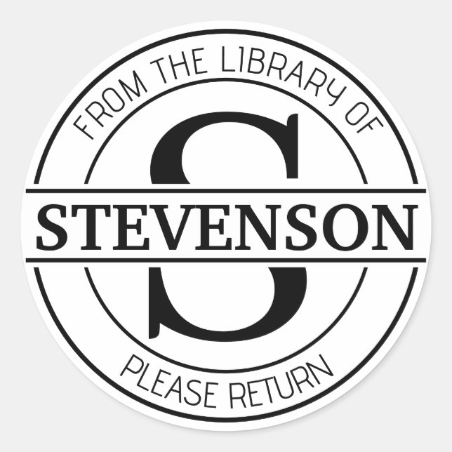 Adesivo Redondo Cartazes de livros, livraria Monograma moderno per (Frente)