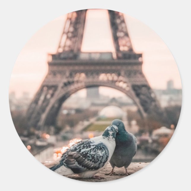 Adesivo Redondo Cartazes de Paris, França (Frente)