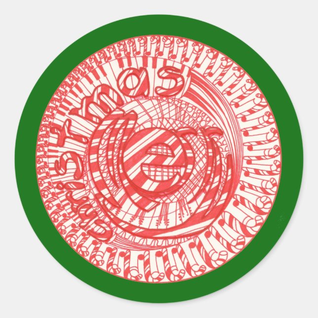 Adesivo Redondo Cartazes doces de bola de Natal (Frente)