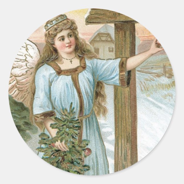 Adesivo Redondo Cartões de natal Angel (Frente)