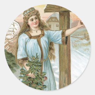 Adesivo Redondo Cartões de natal Angel