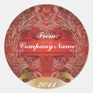 Adesivo Redondo Cartões de natal corporativos Dourados e vermelhos