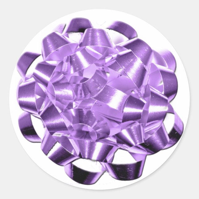 Adesivo Redondo Cartões de Natal de Arco de Férias Roxo (Frente)