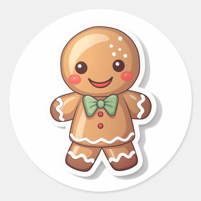 Adesivo Redondo Cartões de natal de Gingercake Man (Frente)