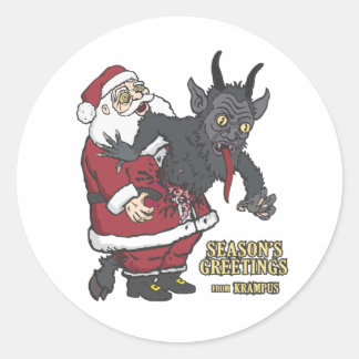 Adesivo Redondo Cartões de natal de Krampus (e Papais noeis)