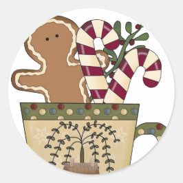 Adesivo Redondo Cartões de natal de pão de Natal