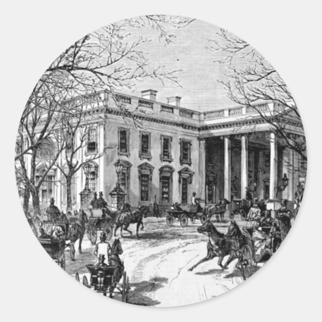 Adesivo Redondo Cartões de natal Dos Cartões Da Casa Branca (Frente)