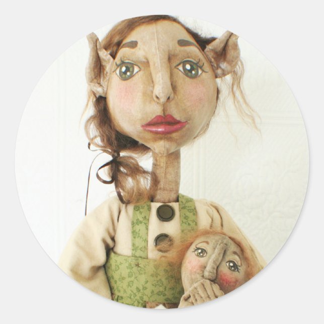 Adesivo Redondo Cartões de Natal - Pasta de Arte Folha Primitiva (Frente)