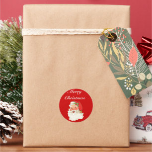 Adesivo Redondo Cartões de natal retros do papai noel do vintage