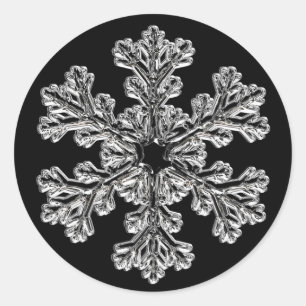 Adesivo Redondo Cartões de natal Silver Snowflake