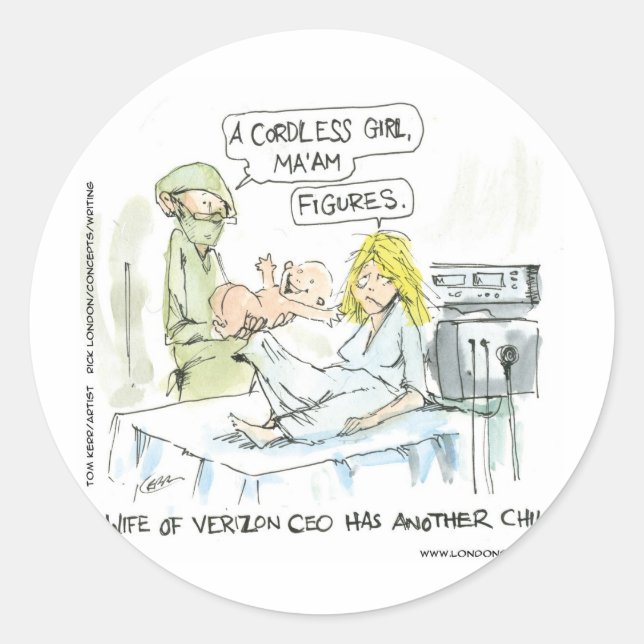 Adesivo Redondo Cartões Engraçados Para Bebês Sem Fios Camisetas L (Frente)