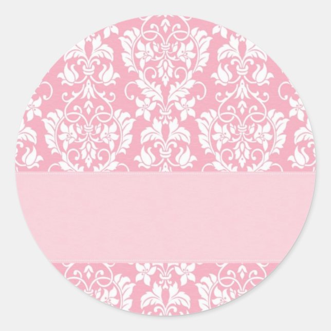 Adesivo Redondo Cartões personalizáveis de borda do Damask inspira (Frente)