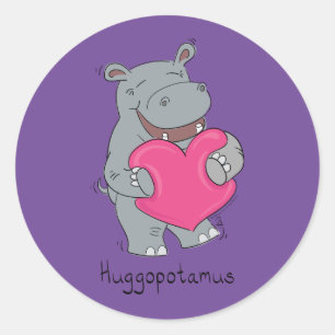 Adesivo Redondo Cartografia Animal Cute Hippo Hugs