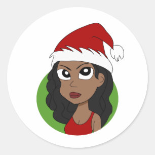 Adesivo Redondo Cartografia da menina de Natal