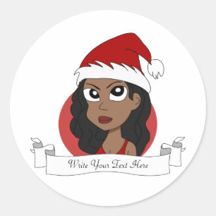 Adesivo Redondo Cartografia da menina de Natal