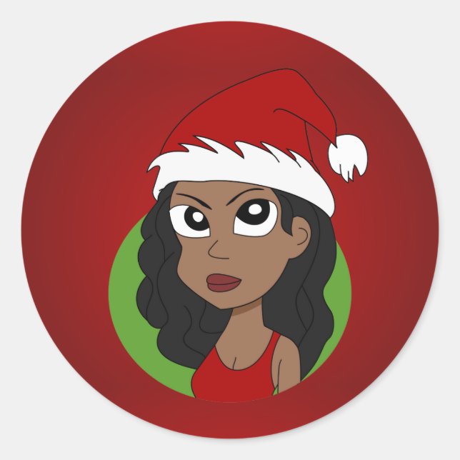 Adesivo Redondo Cartografia da menina de Natal (Frente)