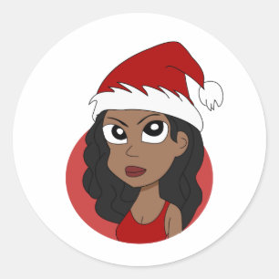 Adesivo Redondo Cartografia da menina de Natal