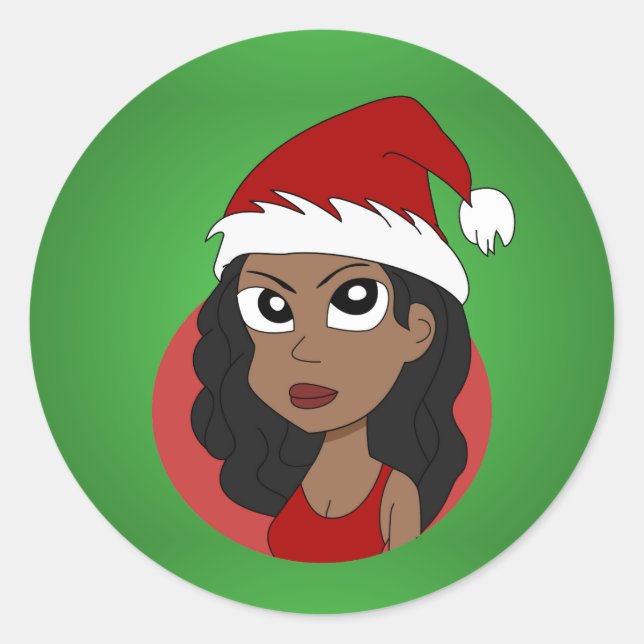 Adesivo Redondo Cartografia da menina de Natal (Frente)