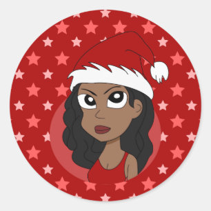 Adesivo Redondo Cartografia da menina de Natal