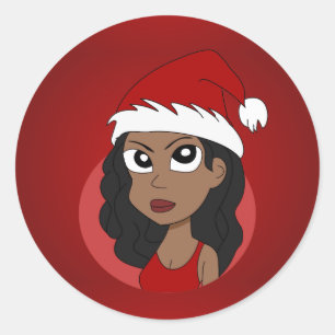 Adesivo Redondo Cartografia da menina de Natal