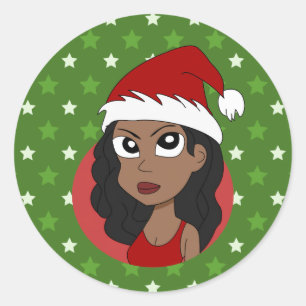 Adesivo Redondo Cartografia da menina de Natal