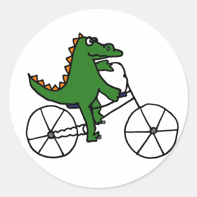 Adesivo Redondo Cartografia de Bicicleta Funny Alligator (Frente)