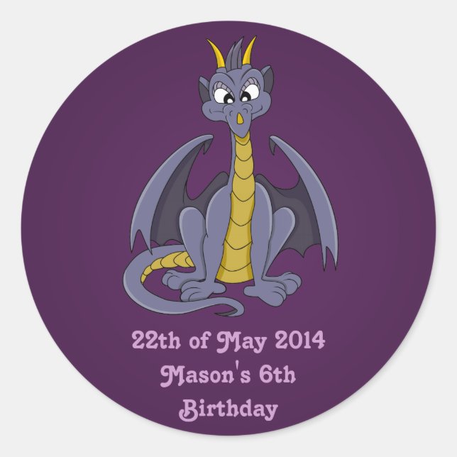 Adesivo Redondo Cartografia de dragão roxo (Frente)