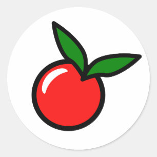 Adesivo Redondo Cartografia de Fruta Vermelha de Cereja de Maçã Be