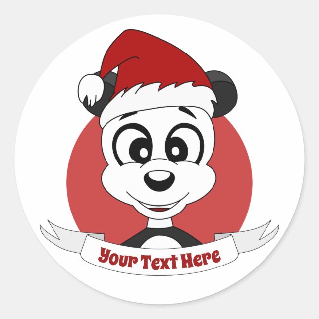 Adesivo Redondo Cartografia de Natal com ursinho panda clássico (Frente)