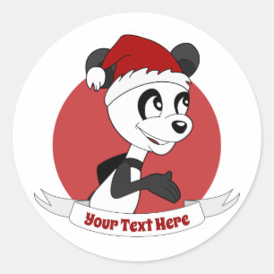Adesivo Redondo Cartografia de Natal com ursinho panda clássico