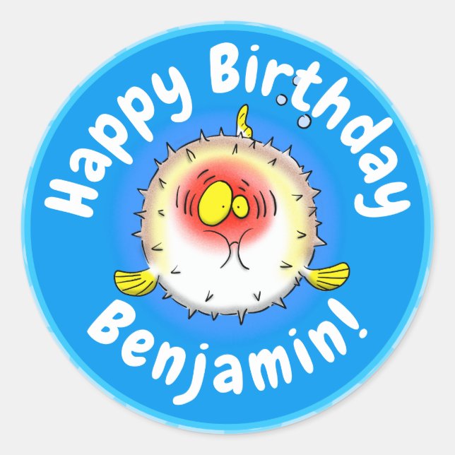 Adesivo Redondo Cartografia de peixe-porco-espinho-espinho (Frente)