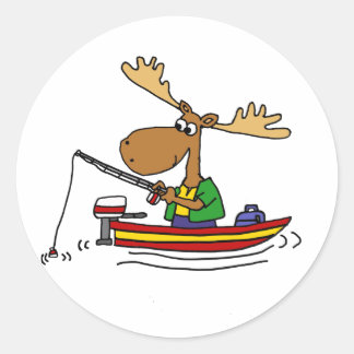 Adesivo Redondo Cartografia de Pesca Moose Engraçada