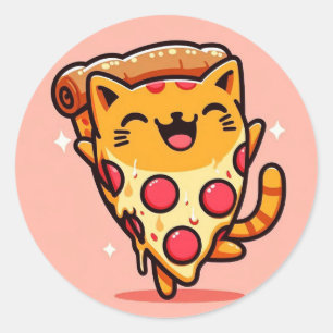 Adesivo Redondo Cartografia de pizza cat