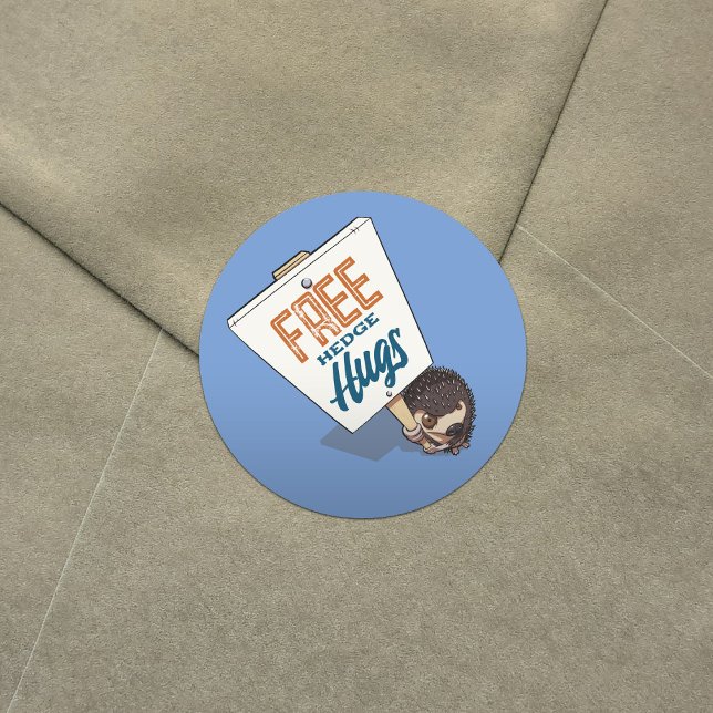 Adesivo Redondo Cartografia de Sinal de Hedgehog Engraçado de Abra (Criador carregado)