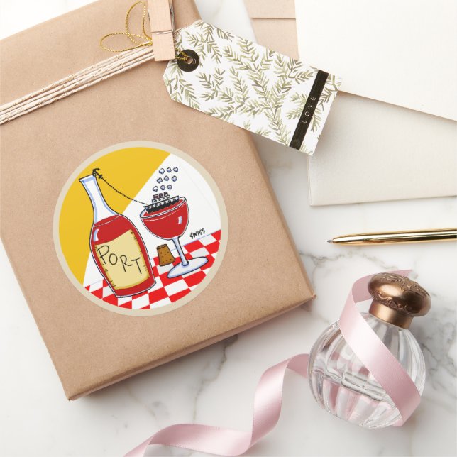 Adesivo Redondo Cartografia do Vinho do Porto Engraçado (Presentear)