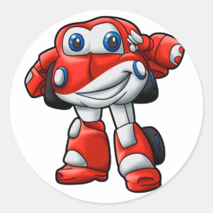 Adesivo Redondo Cartografia engraçada do carro Robot - Escolha a