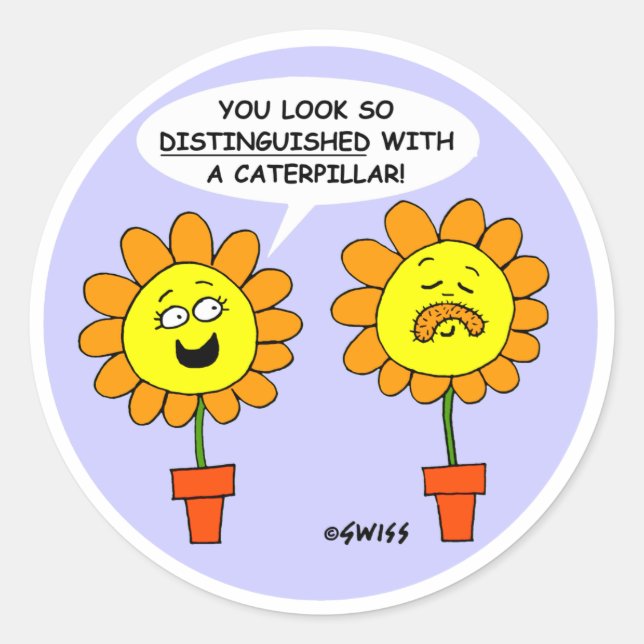 Adesivo Redondo Cartografia Engraçado de Caprino Mustache (Frente)