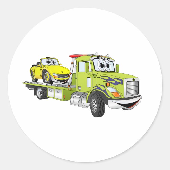 Adesivo Redondo Cartografia Verde Flatbed Tow Truck (Frente)