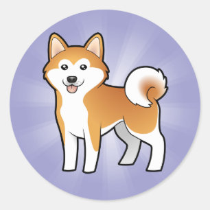 Adesivo Redondo Cartoon Akita Inu / Shiba Inu