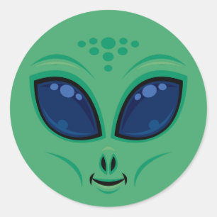 Adesivo Redondo Cartoon Alienígena Amigável