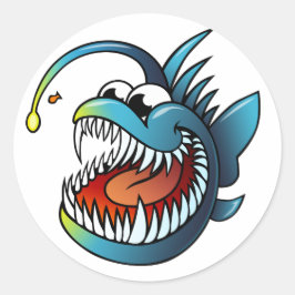 Adesivo Redondo Cartoon Angler Fish