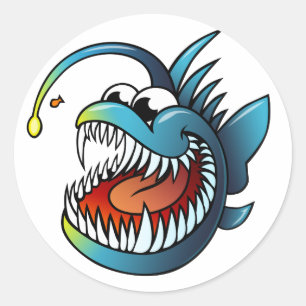 Adesivo Redondo Cartoon Angler Fish